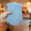 Hellblaue Strick Halbfinger Handschuhe Damen Herren Winter warme Wollhandschuhe neu - Einheitsgröße / Blau