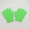Bright green children knit five-finger gloves for dance performance and daily winter warmth. - Green