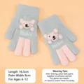 Gants en tricot pelucheux ours mignon d'hiver pour enfants mitaines chaudes 6-12 ans - 6-12 Ans / Gris