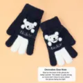 Gants en tricot mignons d'hiver pour enfants gants chauds à cinq doigts bleu foncé 6-12 ans - 6-12 Ans / Bleu marine