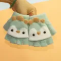 Gants tricotés mi-doigts pour enfants avec joli design de dinosaure, chauds pour l'hiver. - 5-10 Ans / Vert