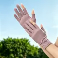Gants de protection solaire en soie de glace deux doigts ouverts ete respirant - Taille unique / Vieux rose