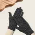 Women Black Polka Dot Sun Protection Gloves Stretch Touch Screen Driving Gloves. - Small Dots Black