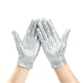 Gants à Sequins Argentés Brillants pour Danse Performance Soirée et Accessoires - Taille unique / Blanc