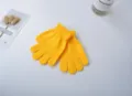 Solid color children's knitted warm gloves in bright yellow, soft and cozy winter wear for kids. - Yellow