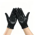 Gants de danse à paillettes noires pour spectacle de scène adulte et costume de fête - Taille unique / Noir