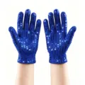 Vibrant blue sequined gloves perfect for stage performance, dance parties, and dress up. - One Size / Kids (3-8 Years) / Sapphire Blue