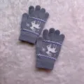 Gants de tricot pour enfants gris avec motif de cerf mignon, article d'hiver chaud et confortable - 5-12 Ans / Gris