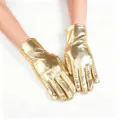 Gants courts dorés métalliques brillants pour spectacle de scène et costume de danse unisexe. - Taille unique / Or
