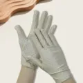 Women's Summer Thin Polka Dot Sun Protection Touch Screen Spandex Gloves for Driving - Nude Polka Dot