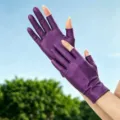 Women two finger sun protection gloves ice silk breathable thin outdoor purple summer gloves - One Size / Purple