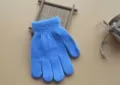 Blue knitted children gloves solid color warm winter gloves for kids daily use now. - Blue