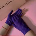 Women's purple polka dot sun protection ice silk stretch gloves for driving and cycling. - One Size / Purple Polka Dot