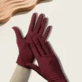 Women's spring summer polka dot sun protection gloves stretchy breathable driving gloves thin. - Jujube Red Dots