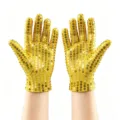 Children yellow sequin gloves for kids stage dance performance shiny five finger dress up props - Yellow