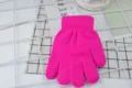 Kids Knitted Warm Gloves Solid Pink Winter Thermal Mittens For Children Daily Wear And Outdoor - Rose Red
