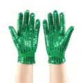 Kids green sequin gloves five finger sparkle dance performance stage costume props - Green
