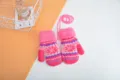 Winter warme dicke Pluesch gefuetterte Kinder Faeustlinge mit Kordel niedliche Schneeflocke - Einheitsgröße / Fuchsia