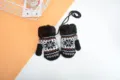 Mitoufles en tricot doublées chaudes d'hiver pour enfants garçons et filles motif flocon. - Taille unique / Noir