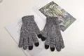 Gants tricotés tactiles chauds pour hommes d'hiver en style classique noir et blanc. - Taille unique / Gris Chiné