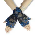 Women lace fingerless gloves breathable sun protection driving black blue variant style - Sapphire Blue