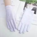 Gants de protection solaire blancs pour femmes, tissu spandex pour la conduite d'ete et fetes. - Taille unique / Blanc