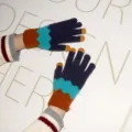 Colorblock touchscreen knit gloves for women warm winter thermal wear accessories - Wave Navy Blue