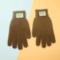 Men winter touch screen knitted warm gloves brown fleece thick windproof riding gloves - Khaki
