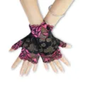 Women lace half finger gloves black pink sun protection driving riding short breathable style - Rose Red