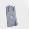 Summer thin sun protection gloves for women short grey floral embroidered uv driving gloves - One Size / Light Gray