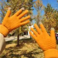 Gants tactiles en tricot chaud d'hiver pour femmes et hommes cyclisme en plein air jaune - Taille unique / Revers Jaune Tactile
