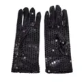 Black sequin gloves for dance performance, party costume and stage events. Classic shiny design. - One Size / Adult Black