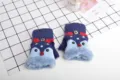 Kids winter half finger flip gloves cute cartoon deer knit warm children mittens 3-7 years - 3-7 Years (One Size) / Sapphire Blue