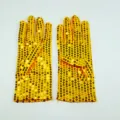 Yellow sequin gloves sparkle stage performance dance party costume accessories for kids adults - One Size / Adult Yellow