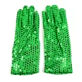 Green sequin gloves for dance performance, stage costume accessories, party dress up props. - One Size / Adult Green