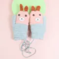 Jolis gants tricotés d'hiver pour enfants avec cordon, mitaines mignonnes pour filles et garçons - 3-7 Ans / Gris