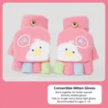 Bambini carina anatra patta mezza dito guanti di maglia caldi inverno 4-10 anni rosa - Consigliato 4-10 anni / Rosso rosa