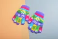 Kids winter knit gloves colorful snowflake pattern warm thick children gloves pair new - One Size / Medium Size, Purple