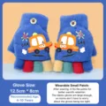 Gants en tricot chauds d'hiver pour enfants motif voiture mignon demi-doigts rabattables - 4-10 ans / Bleu saphir