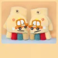 Gants en tricot à rabat de voiture de dessin animé mignon d'hiver pour enfants, chauds. - 4-10 ans / Jaune
