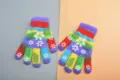 Kids colorful knitted gloves winter warm five-finger cute snowflake thick children mittens - One Size / Large Purple