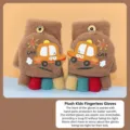Gants tricotés demi-doigts pour enfants avec voiture, gants d'hiver chauds pour garçons et filles. - 4-10 ans / Café