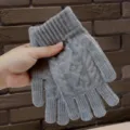 Gants tactiques en tricot gris pour adultes, gants d'hiver chauds et unis en plein air. - Gris