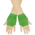 Green fishnet fingerless gloves short net mesh party dance club wear costume accessory - Green