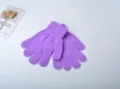 Kids purple knitted gloves for winter warmth, soft stretch thermal mittens for students. - Lilac