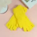 Gants Sans Doigts Chauds Hiver Femme Jaune Doux Chenille Moelleux Demi Doigts Tricot Gants - Jaune