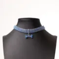 Collana per animali in strass blu luminoso collane di cristallo per cani con ciondolo osso - S(20-25cm) / Blu