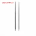 Stainless steel body piercing taper insertion pin with external thread guide tool detail view. - Straight Rod Style (M2021) / 1.6mm Outer Diameter/1.0mm External Thread
