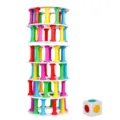 Jeu d'equilibre de tour empilable colore avec des colonnes romaines et un de interactif. - Type standard