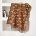 Maillard dubbelzijdige abstracte hart kwastjes sjaal retro herfst winter warme omslagdoek - Chocoladebruin